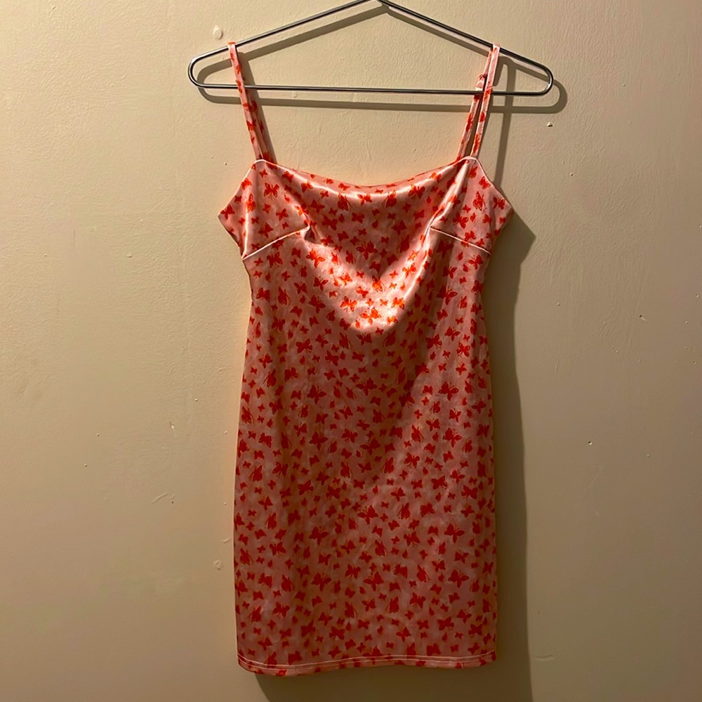 Urban Outfitters Pink Rose Sleeveless Butterfly Printed Mini Dress size Small